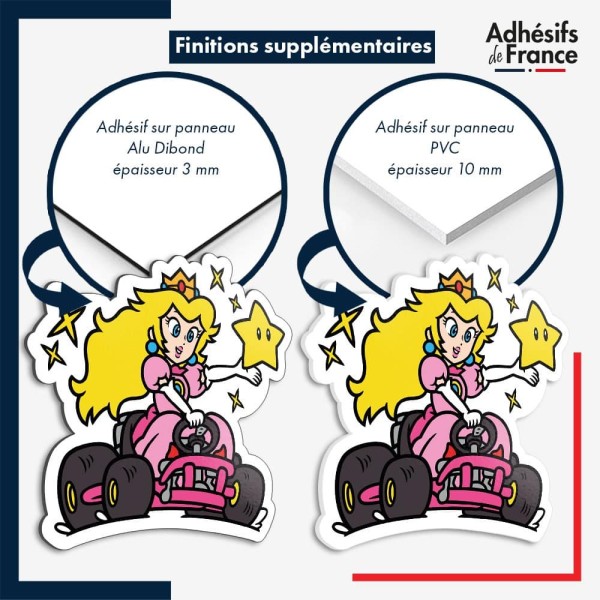 sticker sur plaque aluminium dibond ou panneau PVC Super Mario - Peach Kart