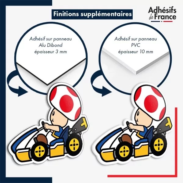 sticker sur plaque aluminium dibond ou panneau PVC Super Mario - Toad kart
