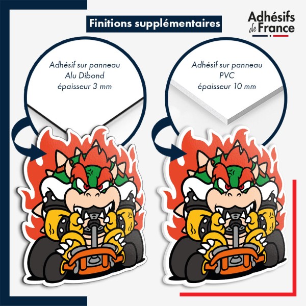 sticker sur plaque aluminium dibond ou panneau PVC Super Mario - Bowser  Kart