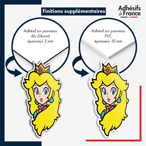 sticker sur plaque aluminium dibond ou panneau PVC Super Mario - Peach portrait