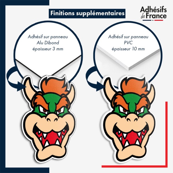 sticker sur plaque aluminium dibond ou panneau PVC Super Mario - Bowser portrait