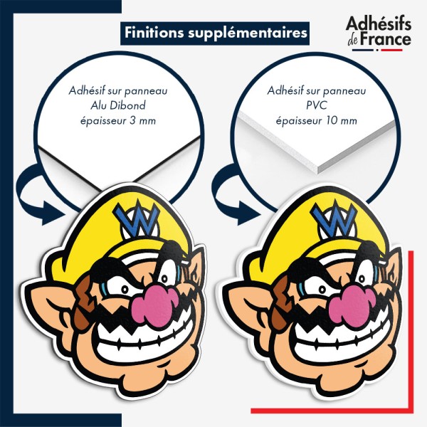 sticker sur plaque aluminium dibond ou panneau PVC Super Mario - Wario portrait