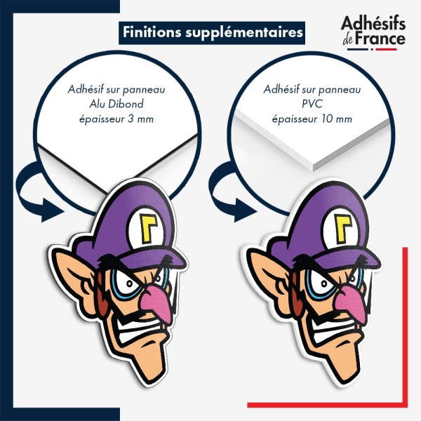 sticker sur plaque aluminium dibond ou panneau PVC Super Mario - Waluigi portrait