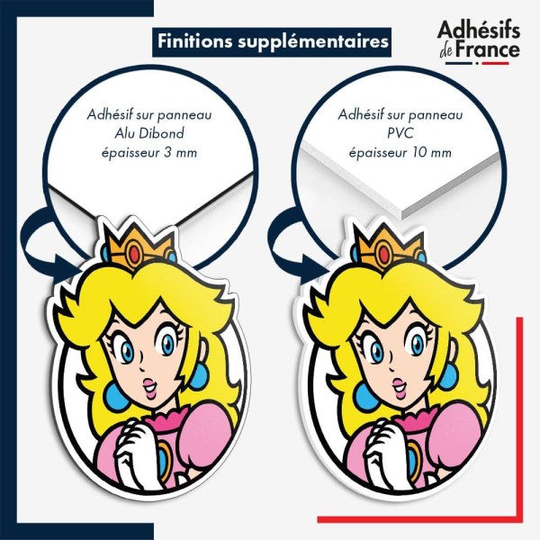 sticker sur plaque aluminium dibond ou panneau PVC Super Mario - Cadre Peach