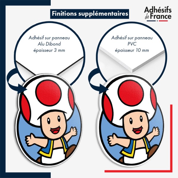 sticker sur plaque aluminium dibond ou panneau PVC Super Mario - Cadre Toad