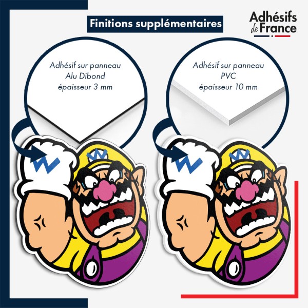 sticker sur plaque aluminium dibond ou panneau PVC Super Mario - Cadre Wario