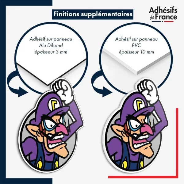 sticker sur plaque aluminium dibond ou panneau PVC Super Mario - Cadre Waluigi