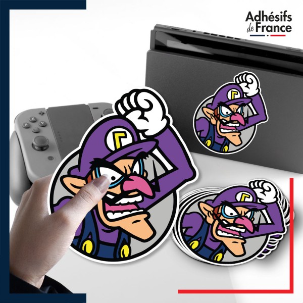 autocollant petit format Super Mario - Cadre Waluigi