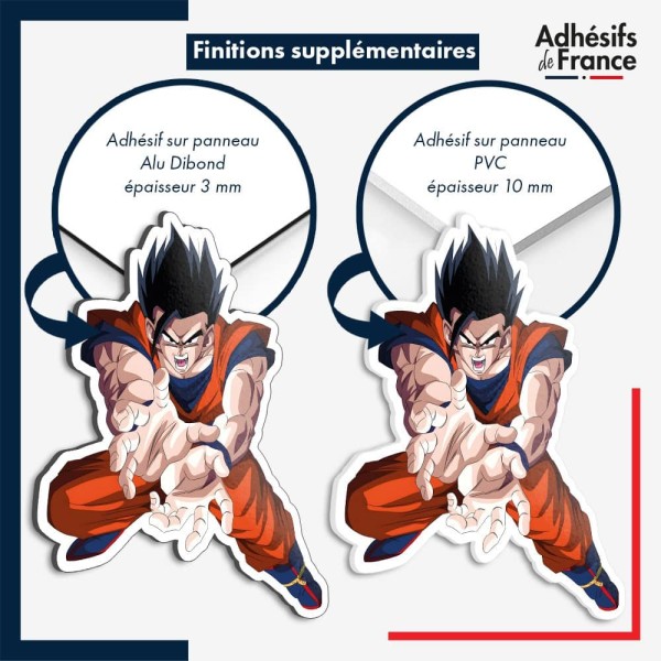 sticker sur plaque aluminium dibond ou panneau PVC Dragon Ball - Gohan ultime Kamehameha