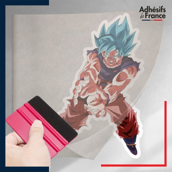 stickers sous film transfert Dragon ball - Goku SSJ Blue Kaioken Kamehameha