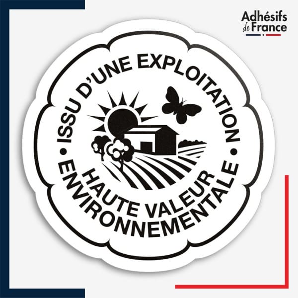 adhésif logo Label Issu d'une exploitation Haute Valeur Environnementale (Noir et Blanc)