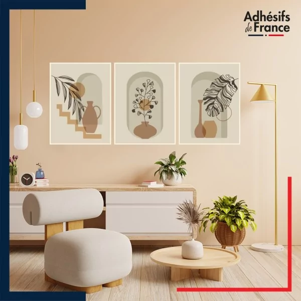Lot de 3 Stickers style boho / bohème - Niches et vases