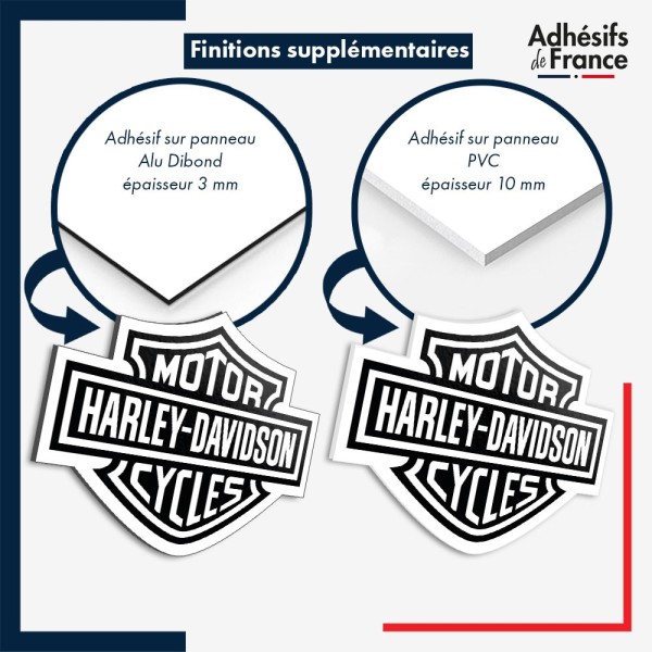 sticker sur plaque aluminium dibond ou panneau PVC Sticker Harley Davidson Motor Cycles (noir)
