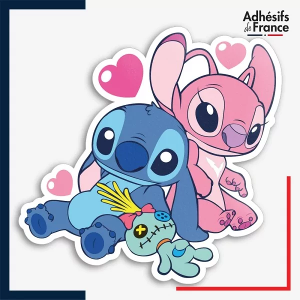 Sticker Disney - Angel et Stitch amoureux
