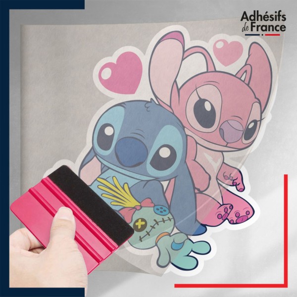 stickers sous film transfert Disney - Angel et Stitch amoureux