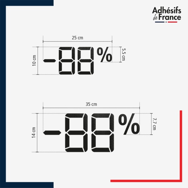 choix dimensions adhésifs chiffres digitaux réduction