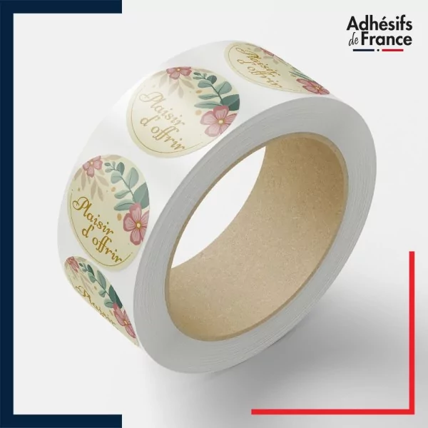 Rouleau d'étiquettes plaisir d'offrir - Motif à fleurs