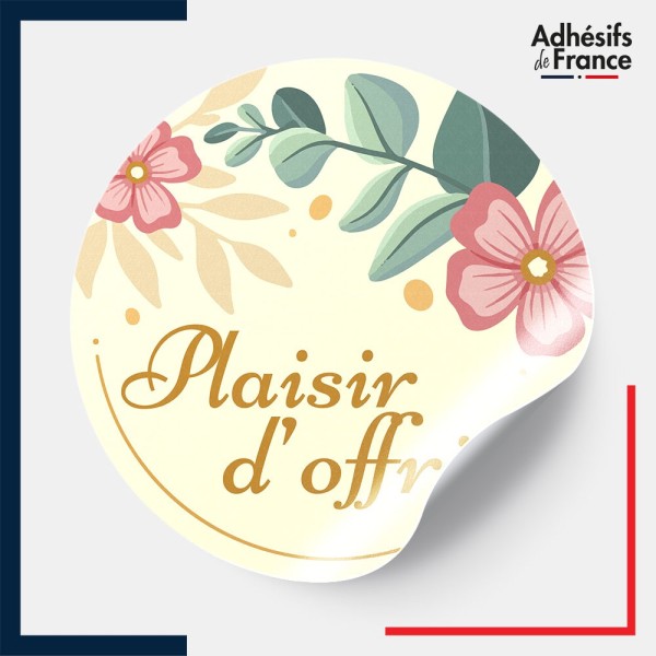étiquette plaisir d'offrir - Motif à fleurs