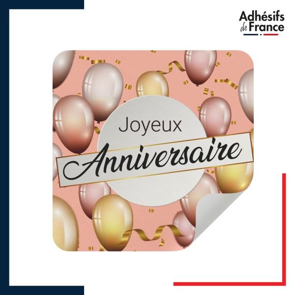 étiquette joyeux anniversaire - Motif ballons rosés