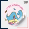 étiquette joyeux anniversaire - Motif dinosaure