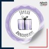 étiquette joyeux anniversaire - Motif cadeau mauve