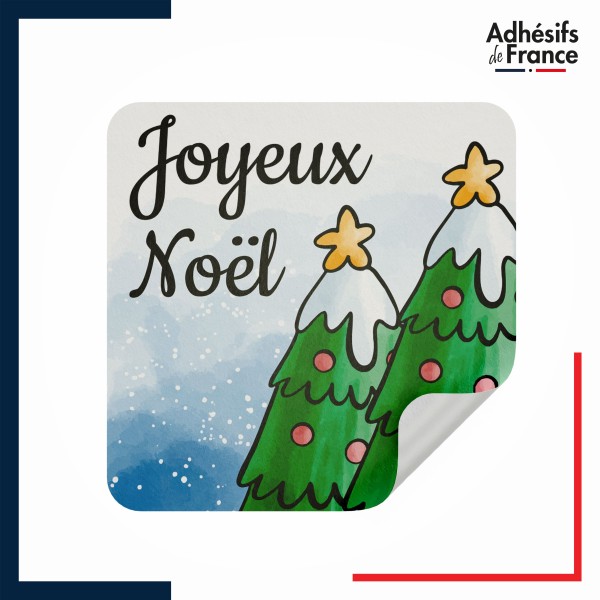 étiquette noël - Motif sapins enneigés