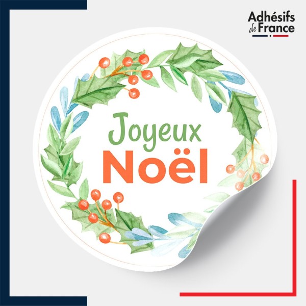 étiquette noël - Motif couronne de houx