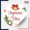 étiquette joyeuses fêtes - Motif cloche et couronne