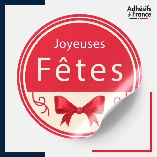 étiquette joyeuses fêtes - Motif ruban