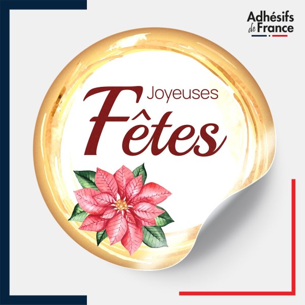 étiquette joyeuses fêtes - Motif floral