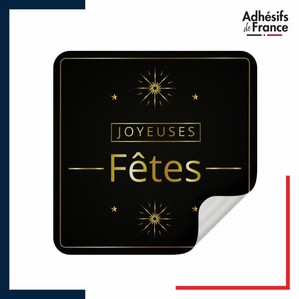 étiquette joyeuses fêtes - Motif black & gold