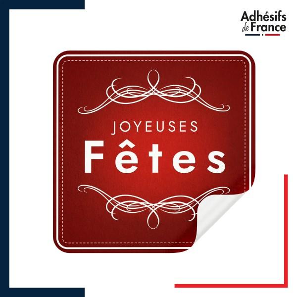 étiquette joyeuses fêtes - Motif rouge