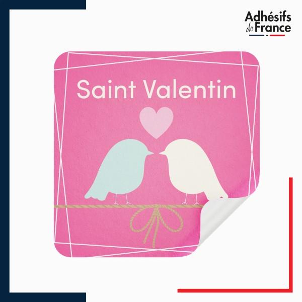 étiquette Saint Valentin - Motif silhouettes d'oiseaux