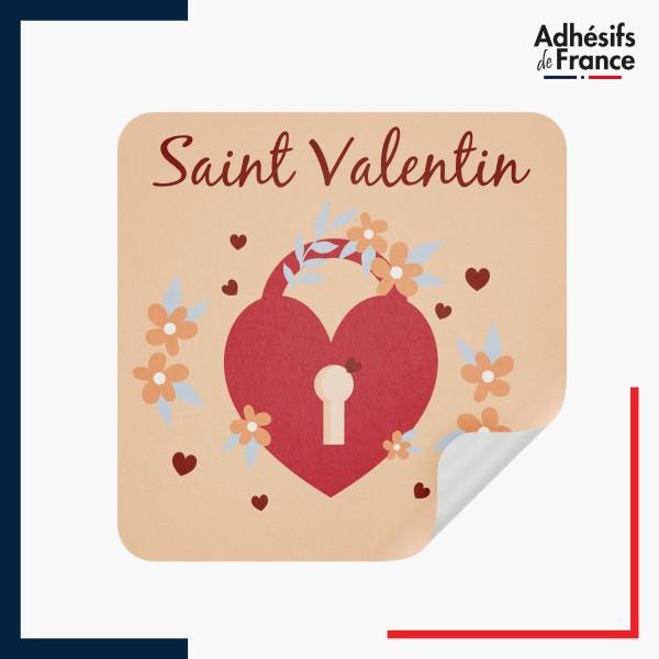 étiquette Saint Valentin - Motif cadenas cœur