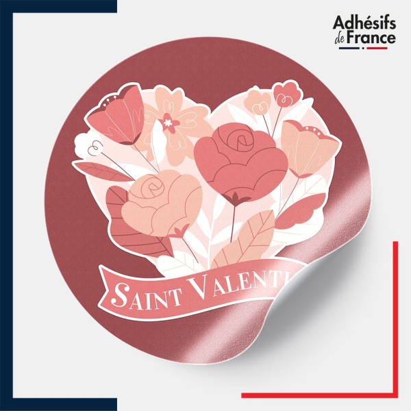 étiquette Saint Valentin - Motif bouquet de fleurs
