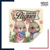 étiquette Pâques - Motif lapins et œufs
