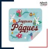 étiquette Pâques - Motif lapins, œufs et fleurs