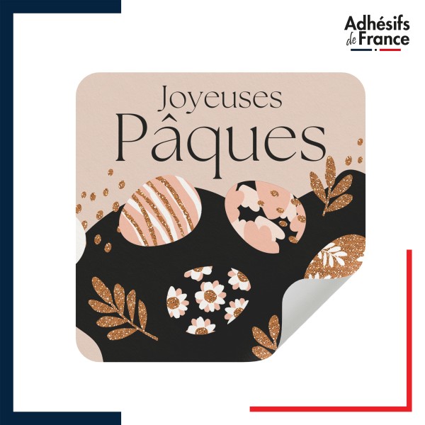 étiquette Pâques - Motif œufs décorés