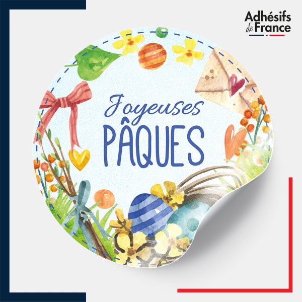 étiquette Pâques - Motif chasse aux œufs