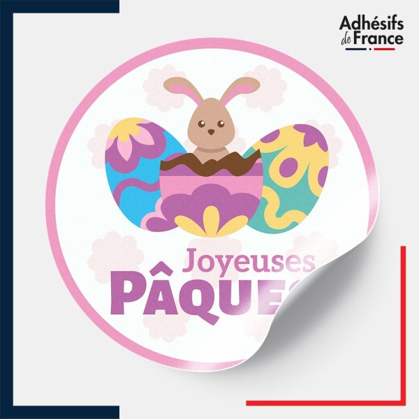 étiquette Pâques - Motif œufs peints