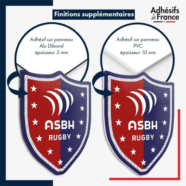 sticker sur plaque aluminium dibond ou panneau PVC logo rugby - ASBH - Association sportive de Béziers Hérault