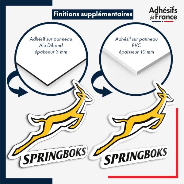 sticker sur plaque aluminium dibond ou panneau PVC logo rugby - Afrique du Sud - Springboks