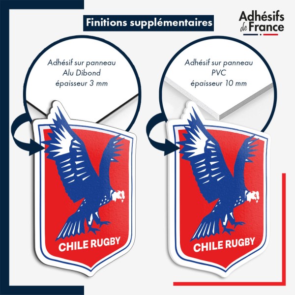 sticker sur plaque aluminium dibond ou panneau PVC logo rugby - Chili - Chile Rugby - Los Cóndores (Les Condors)