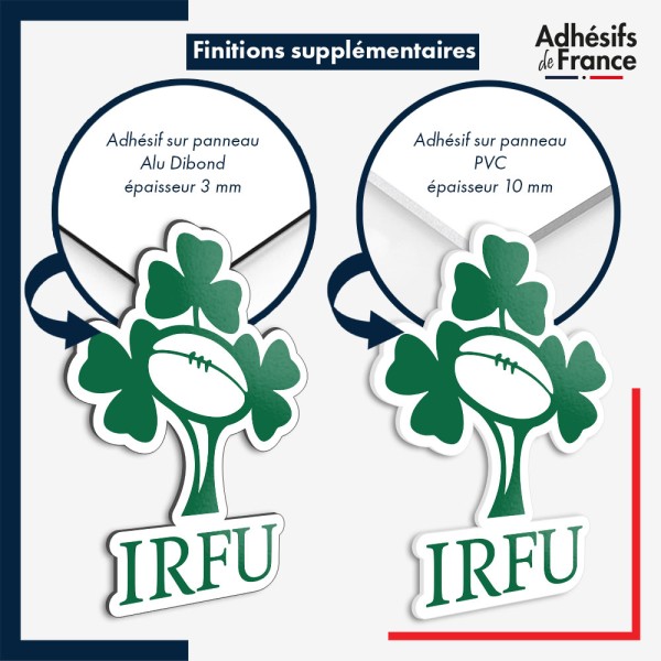 sticker sur plaque aluminium dibond ou panneau PVC logo rugby - Irlande - IRFU - Shamrock (Le XV du Trèfle)