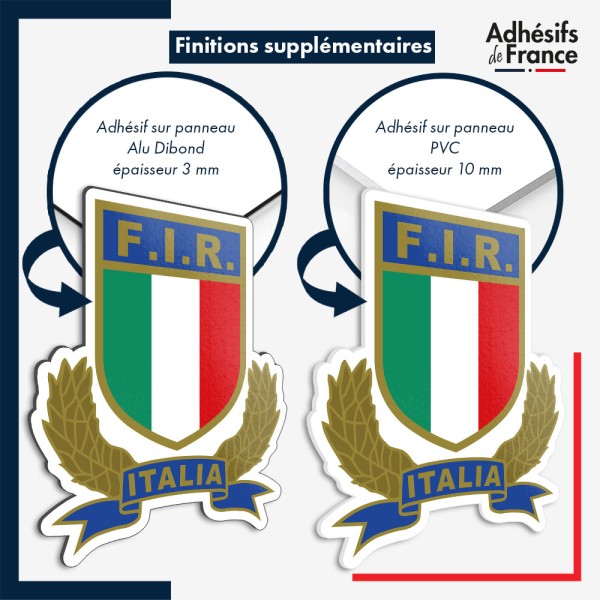 sticker sur plaque aluminium dibond ou panneau PVC logo rugby - Italie - FIR - Azzurri, Squadra Azzurra (L'équipe bleue)