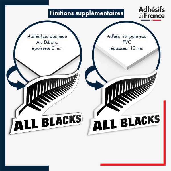sticker sur plaque aluminium dibond ou panneau PVC logo rugby - Nouvelle-Zélande - All Blacks