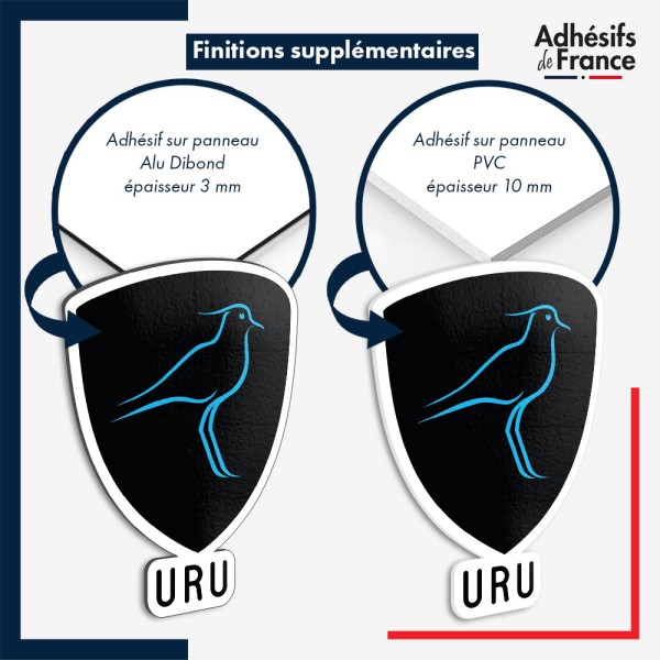 sticker sur plaque aluminium dibond ou panneau PVC logo rugby - Uruguay - Los Teros (Les Vanneau téro)