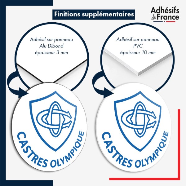 sticker sur plaque aluminium dibond ou panneau PVC logo rugby - Club Castres - Castres Olympique