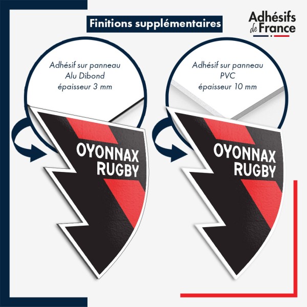 sticker sur plaque aluminium dibond ou panneau PVC logo rugby - Club Oyonnax - Oyonnax Rugby