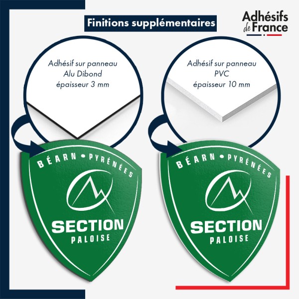 sticker sur plaque aluminium dibond ou panneau PVC logo rugby - Club Pau - Béarn Pyrénées - Section Paloise